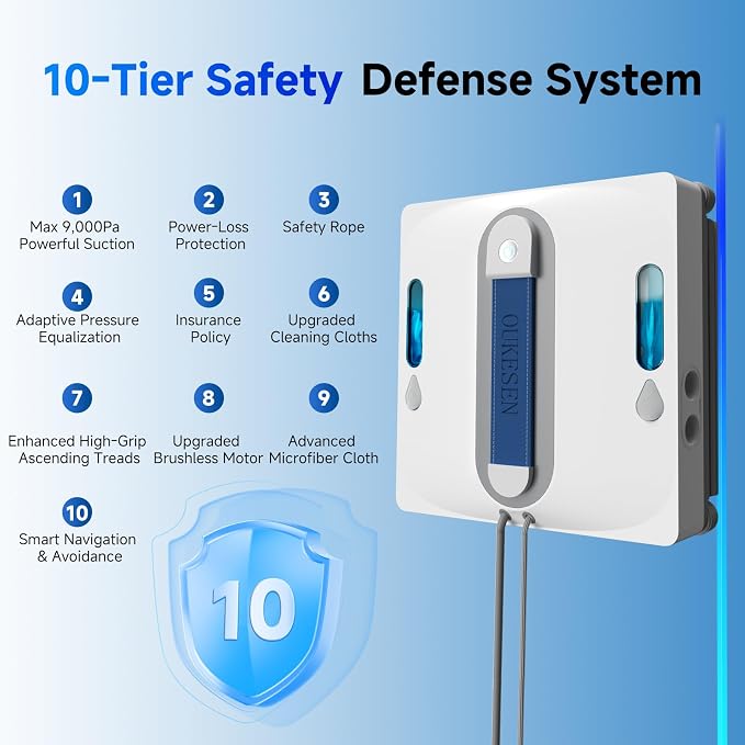 Window Cleaning Robot,9000Pa Sauction & 75N Cleaning Force with 4 Water Spray Support 5 Cleaning Modes & Remote Control,Window Cleaner Robot for Wet Cleaning Frame & Frameless Windows & Tiles