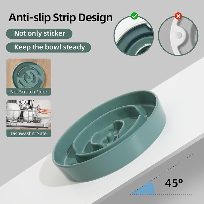 Havniva Dog Bowls Slow Feeder, Ceramic Slow Feeder Dog Bowls for Fast Eater | 0.9 Cups Dog Food Bowl Puzzle Feeder, Slow Feeding Bowls for Small Breed, Non-Slip Base, Anti-Choking