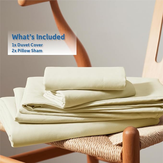 Nestl Vanilla Yellow Duvet Cover Full Size - Soft Double Brushed Full Size Duvet Cover Set, 3 Piece, with Button Closure, 1 Duvet Cover 80x90 inches and 2 Pillow Shams