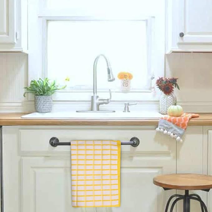 Urban Villa Kitchen Towels Cotton Dish Towels 20”x30” (Set of 3) Yellow Wht