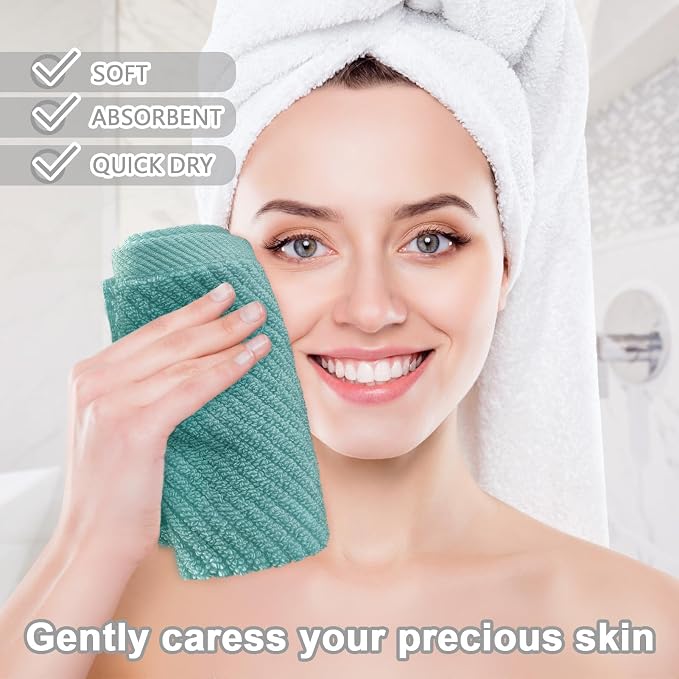 VOOVA & MOVAS Wash Cloths 6PC, 100% Cotton, 13x13 in, Aqua Teal | Thick, Quick Dry, Soft, Absorbent, Luxury Facial Towels, Hand Towels For Shower, Bathroom Essentials