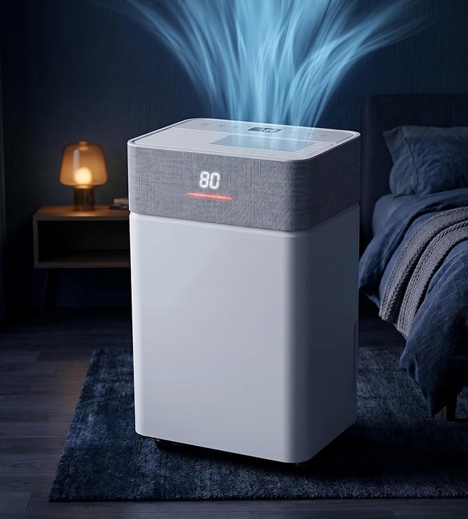 Uthfy 4000 Sq. Ft. Dehumidifier for Basement, Max 55 Pints/D Dehumidifiers with Drain Hose, 24-H Timer, Child Lock, Auto Defrost, Intelligent Humidity Control for Bathroom, Bedroom, Home