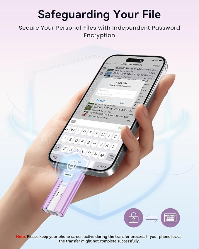 MFi Certified Flash Drive 256GB for iPhone Thumb Drive USB Memory Stick | iPhone Flash Drive Photo Stick for Photos, High Speed External Storage Jump Drive for iPhone/iPad/Android/PC(Light Purple)