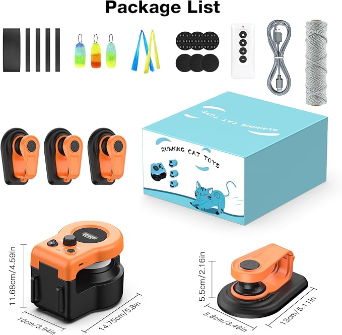 Interactive Cat Toys for Indoor Cats, Cat Treadmill Auto/Remote Control DIY Cat Mouse Hunting Toys, Keep Bored Kitten Dog Entertained to Chase, Feather Toy to Exercise Wheel-Orange
