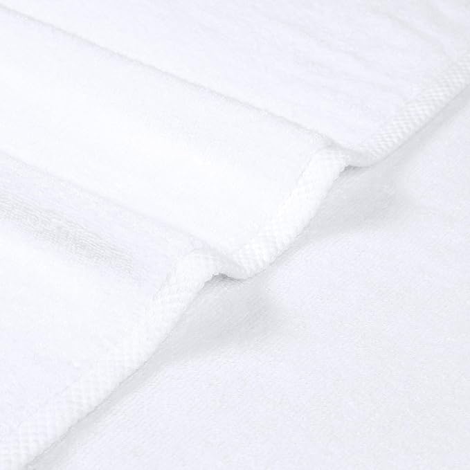 Amazon Basics 100% Cotton Soft Quick-Dry 8-Piece Towel Set, Bath Towels, Hand Towels, Washcloths, White, Compact & Lightweight (Pack of 6)