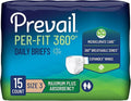Prevail Per-Fit 360 Incontinence Briefs, Maximum Plus Absorbency, Size Three, 60 Count
