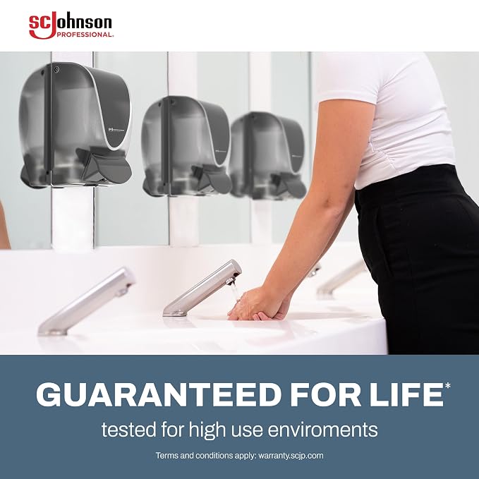 SC Johnson Professional Clear FOAM Dispenser and Refill Starter Kit, Wall Mount Soap Dispenser for Hand Soap, 1 Refresh Clear FOAM Hand Wash, 1 Liter Cartridge, 33.8 fl. oz., for Professional Use Only