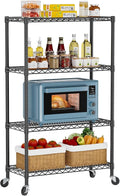 Golpart 4 Tier Shelves Storage Shelf Wire Closet Bathroom Organizers Metal Pantry Kitchen Garage Shelving Unit Laundry Room Organization Home Rack Net Basket Black with Wheels 14”D X 36”W X 58”H