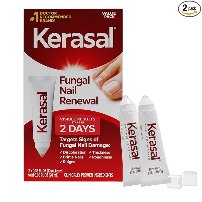 Kerasal Nail Renewal, Restorative Nail Repair for Damaged Nails, 0.33 fl oz (Pack of 2) (Packaging May Vary)