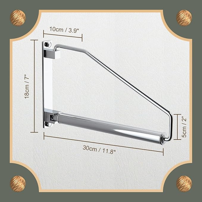 NEWRAIN Laundry Hanger, Wall Mounted Clothes Hanger with Swing Arm Holder Brass Hanging Drying Rack Space Saver,Chrome
