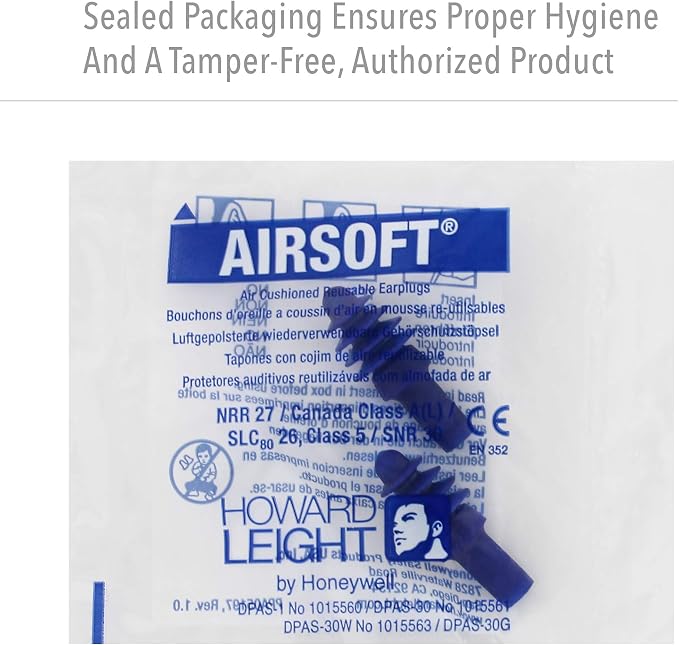 Howard Leight Airsoft Flanged Reusable Earplugs, 100-Pairs (DPAS-1)