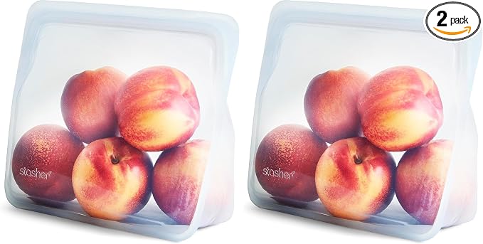 Stasher Platinum Silicone Food Grade Reusable Storage Bag, Clear (Stand-Up Mid) | Reduce Single-Use Plastic | Cook, Store, Sous Vide, or Freeze | Leakproof, Dishwasher-Safe, Eco-friendly | 56 Oz