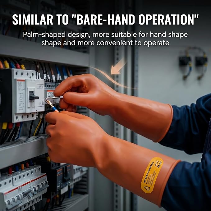 Electrician Insulated Gloves - Class 2 ASTM Compliant High Voltage Electrical Insulating Rubber Gloves For Men,Electrical Safety Gloves Lineworker