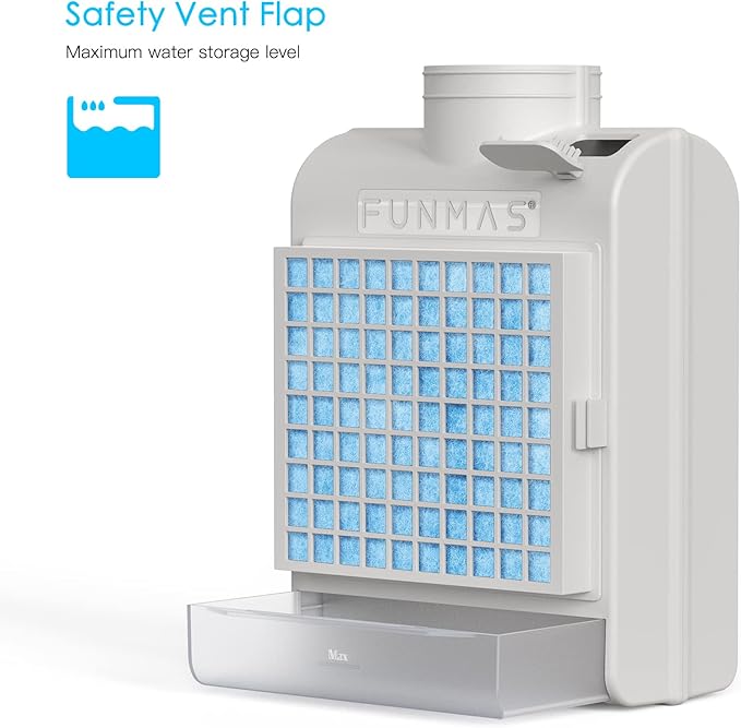 FUNMAS 3-in-1 Indoor Dryer Vent, Stainless Steel Screen Filter, Polyester Filter and Water Drawer System, Upgrade Safety Vent Flap, with 4 Pieces Polyester Filters, For Electric Clothes Dryers