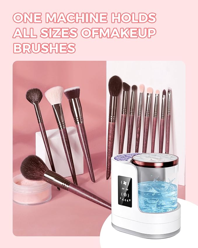 Electric Makeup Brush Cleaner Machine with Automatic Cleaning and Drying Functions Portable Makeup Brush for Makeup Lovers
