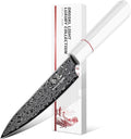 DRGSKL Damascus Kitchen Utility Knife - Japanese VG10 Chef Knife 6 inch | Japanese VG10 Core, Black Anti-corrosion Coating, Damascus Blade, G10 Handle, Gift Box, Wet Edge Grinding Technology