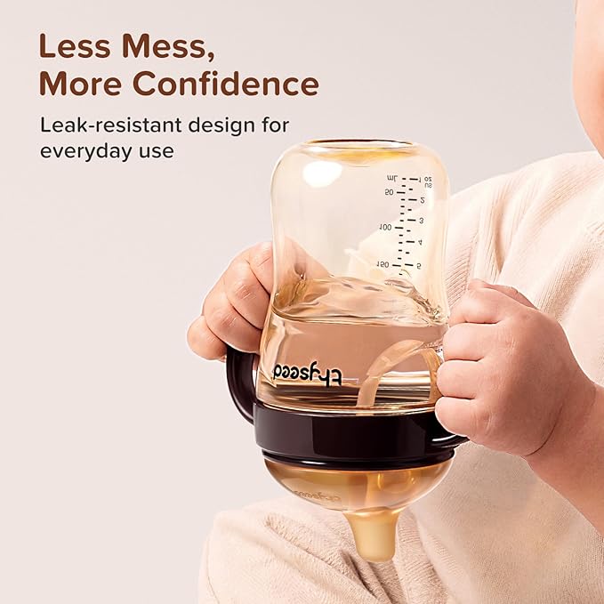 Thyseed Spill-Proof Weighted Straw Sippy Cup, Baby Transition Trainer, Soft Silicone Spout, BPA-Free, 6m+, 10 oz, 1 Pack
