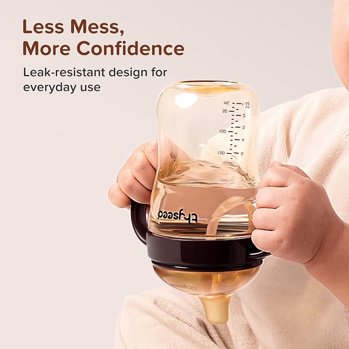 Thyseed Spill-Proof Weighted Straw Sippy Cup, Baby Transition Trainer, Soft Silicone Spout, BPA-Free, 6m+, 10 oz, 2 Pack