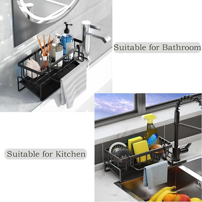 Multifunctional Kitchen Cleaning Accessories Storage Rack Bathroom Corner Storage Organizer Shelf Shower Caddy Bottle Holder for Hand Washing, Gel, Liquid, Sponge, Brush, Dish Cloth Rack(1pcs