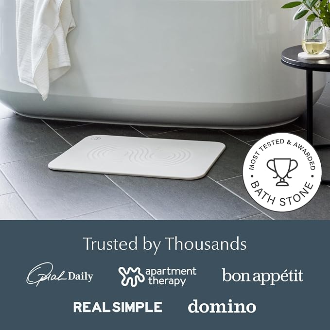 Dorai Home Stone Bath Mat - Premium Diatomaceous Earth Bath Floor Mats with Non-Slip Base, Fast-Drying Modern Shower Mat for Bathroom | Zen Sandstone - 23.6"x15.4"