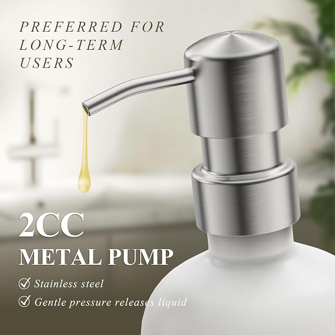 Cisily Housewarming Gifts New Home Basket, Kitchen Soap Dispenser Set Comes with Ceramics Sponge Holder, Silver Stainless Steel Pumps, and Instant Dry Tray, Hand and Dish Soap Dispenser Set