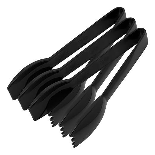 Carlisle FoodService Products 460603 Carly Salad Tong, 6" Salad Tong, Black, 3 Pack