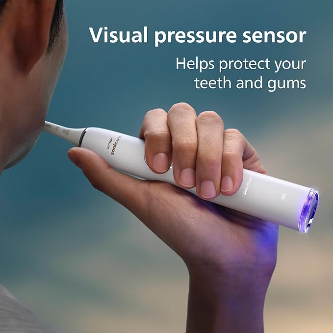 Philips Sonicare DiamondClean Smart 9300 Electric Toothbrush - Sonic Toothbrush with App, Pressure Sensor, 12 Brushing Settings, Replacement Reminder, Travel Case, White, Model HX9903/05