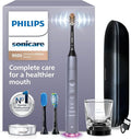 Philips Sonicare DiamondClean Smart 9500 Electric Toothbrush - Sonic Toothbrush with App, Pressure Sensor, 15 Brushing Settings, Replacement Reminder, USB Charging Travel Case, Grey, Model HX9923/41