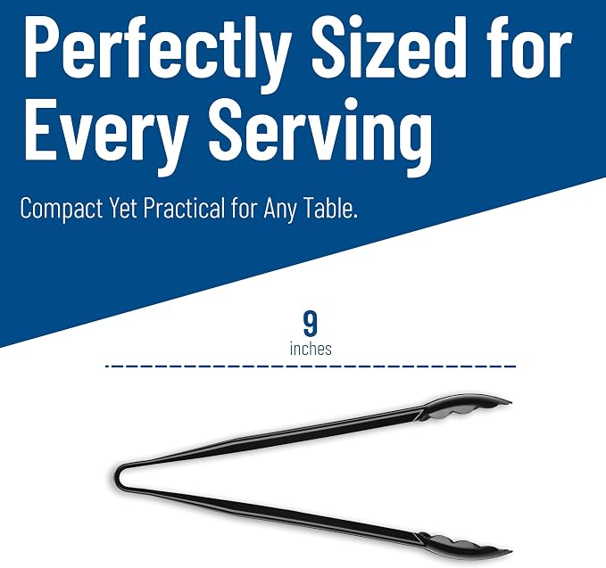 Carlisle FoodService Products 470903 Carly Salad Tong, 9" Utility Tong, Black, 1 Pack