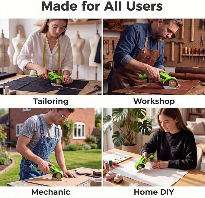 Cordless Electric Scissors, 60W Power Box Cutter for Cardboard, 2000mAh Battery Cutting Tool with 2 Blades, Ergonomic Fabric & Carpet Scissors for Crafts, Recycling & Home Projects