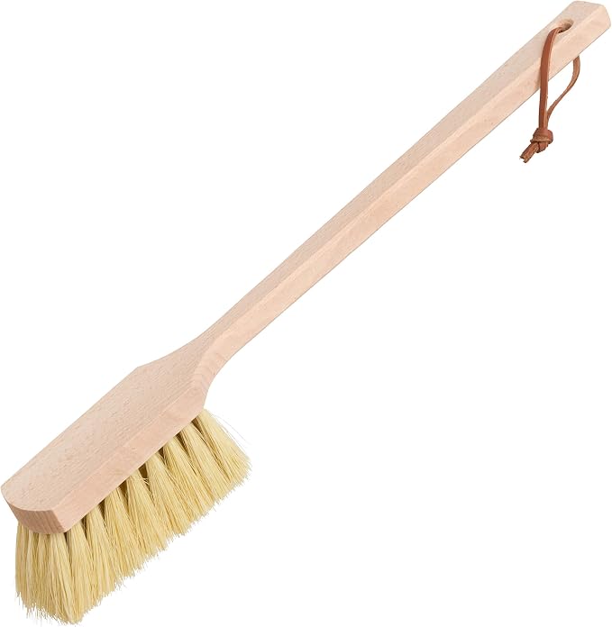 Redecker Wheel Brush, Extra-Long Handle, Beechwood and Durable Tampico Fiber, 17-3/4 inches, Made in Germany