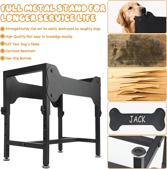 BWOGUE 3 Gal Elevated Dog Water Bowl, Stainless Steel Stand for Large Dogs | Raised Dog Water Bowl, 4 Adjustable Heights at 9/11/13/15 in, Non-Slip Base, Indoor/Outdoor Use, Joint Pressure Relief