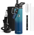 RAYMYLO Insulated Water Bottle 24 oz, Triple Wall Vacuum Stainless Steel (Cold for 24Hrs, Hot for 12Hrs), Leak Proof & Non-BPA, Modern Water Flask Jug with Paracord Handle & Straw Spout Lids