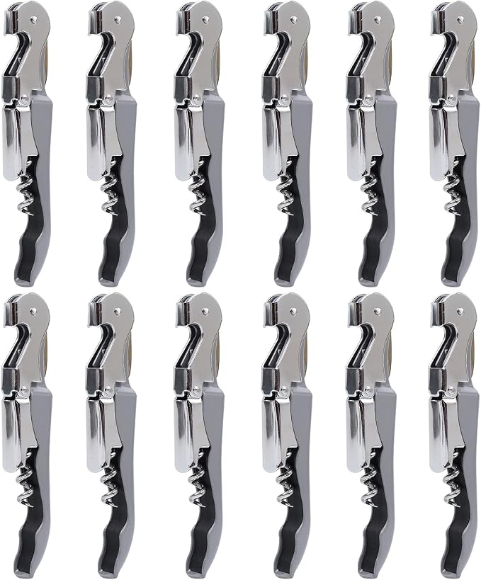 RECUTMS 12 Pack Wine Opener,Waiter Corkscrew Wine Key for Servers（Gray） | Heavy Duty Stainless Steel Fold Beer or Bottle Opener Serrated Foil Cutter,Perfect for Bars,Restaurants,Family,Company Party