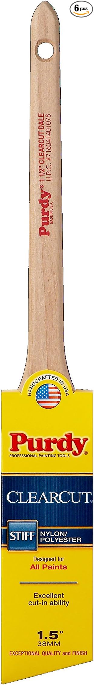 Purdy 144080115 Clearcut Angular Trim Dale Brush, 1-1/2-Inch, 6-Pack