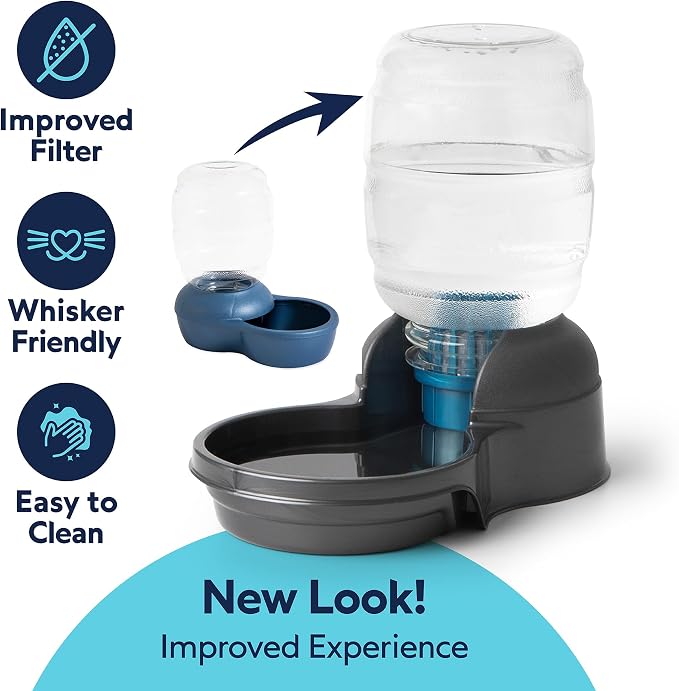 Petmate Replendish Gravity Automatic Dog Water Dispenser Pet Waterer and Pet Feeder Set with Microban Protection Base, 100% BPA Free, Wide Mouth Bowl - 1 Gallon Water, 5 lb Food