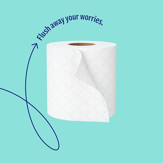 Perk 1-Ply Toilet Paper, Septic Safe Tissue Rolls, 1,000-Sheets Per Roll, 20-Pack, White
