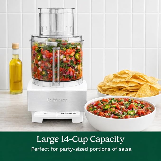 Cuisinart Food Processor 14-Cup Vegetable Chopper for Mincing, Dicing, Shredding, Puree & Kneading Dough, White, DFP-14BCWNY
