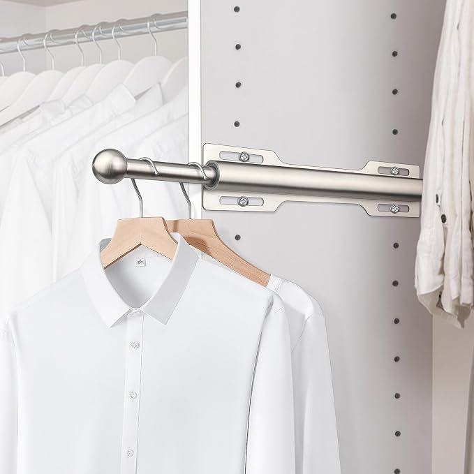 12" Valet Rod for Closet Pull Out (1 Pack, Brushed Nickel)