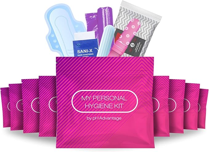 Pink Style Menstrual Kit All-in-One 60 Pack | Convenience on The Go | Period Kit Pack for Travelling, Tweens & Teenagers or just When You’re Out | Individually Wrapped Feminine Hygiene Product
