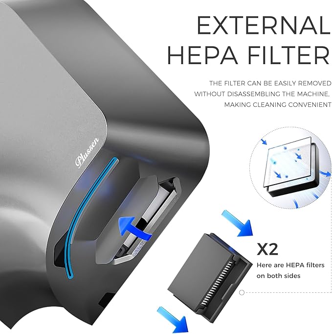 Dual-Sided Commercial Hand Dryer with HEPA Filter, 1100W High-Speed Electric Air Dryer for Bathroom, Smart Sensor Activation, Low Noise Anti-Theft Design for Public Restrooms, 110V Plug in Version