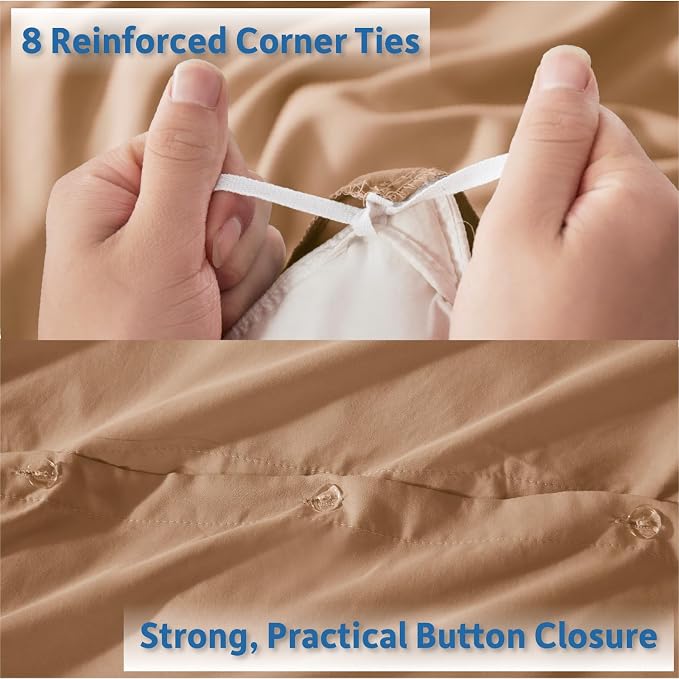 Nestl Twin Duvet Cover Set - Soft Double Brushed Mocha Brown Duvet Cover Twin XL, 2 Piece, with Button Closure, 1 Duvet Cover 68x90 inches and 1 Pillow Sham