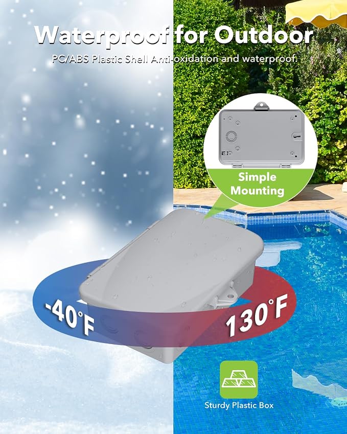 BN-LINK Pool Pump Timer, Heavy Duty Outdoor Smart Wi-Fi Timer Box, 2HP 40A Max, 120, 240, 277 VAC, for Pool Pump, Water Heater, Fans, SPA, Compatible with Smart Phone, Alexa, Google Assistant