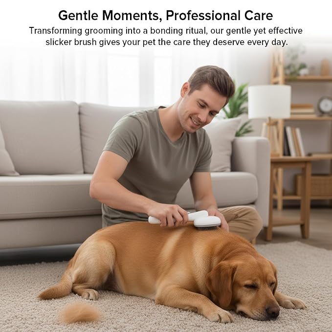 Cat Brush for Shedding, Industry-First Adjustable Cat Brushes for Indoor Cats, Self-Cleaning Slicker brush, 264 Skin-Friendly Needles for Long or Short Haired Dogs, Perfect for Deshedding & Massaging