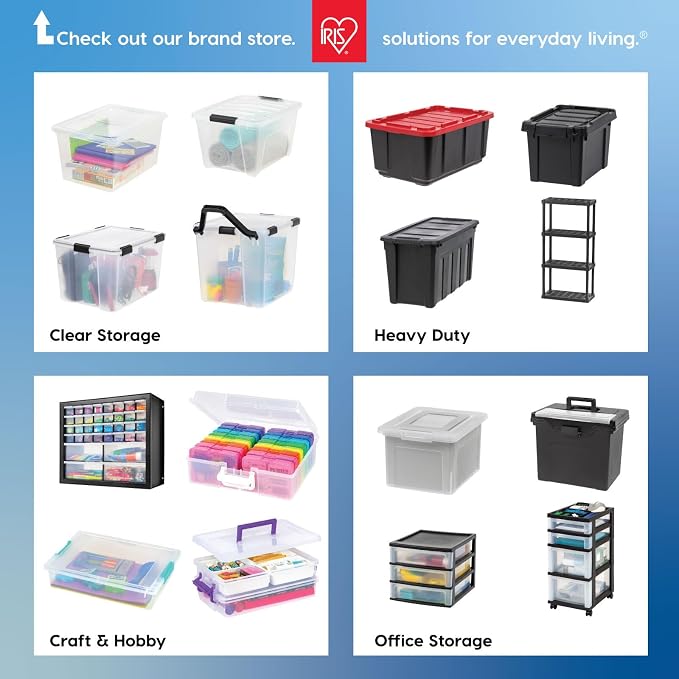 IRIS USA 13 QT Plastic Storage Box with Lid and Latches - 6 Pack - BPA-Free, See-Through Organizing Solution, Durable Nestable Stackable Containers, Secure Pull Handle - Clear