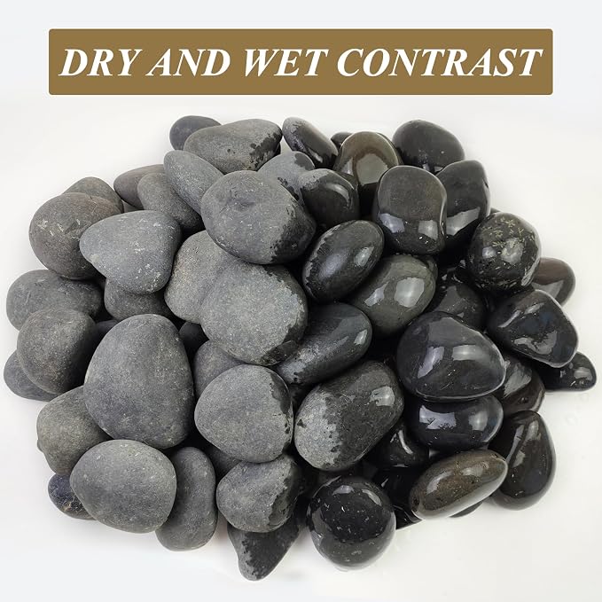 FANTIAN 10 lbs Black Pebbles for Indoor Plant, 3-4 Inch River Rocks | Natural Decorative Black Stones Rocks for Landscaping, Garden, Plants, Aquarium, Backyard, Indoor Water Fountains