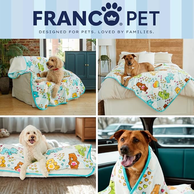 Care Bears Waterproof Dog Bed Cover, XL 60x80 Pet Blanket for Furniture Bed Couch Sofa, (Officially Licensed) by Franco