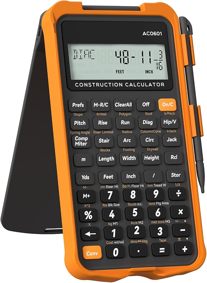 Construction Calculator with Writing Tablet Industrial & Scientific ROATEE Engineering Calculator for Contractor, Concrete Pocket Feet-inch-Fraction Calculators for Carpenter, Framer, Remodeler