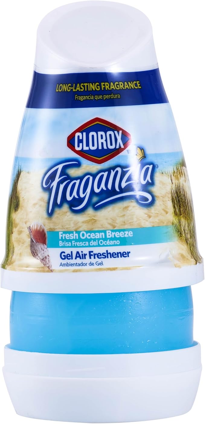 Clorox Fraganzia Cone Gel Air Freshener, Twist Open Adjustable Solid Air Deodorizer for Small Indoor Spaces, Continuous Fresh Ocean Breeze Scent for Bathroom Office Closet Odor Control, 6 Oz - 12 Pack