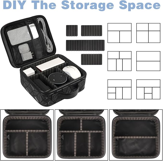 MATEIN Cord Organizer Case with Adjustable Divider, DJ Cable File Bag for DJ Gear, Sound Instrument and Music Equipment Accessories, Shockproof Portable Double Layer Cord Bags, Black